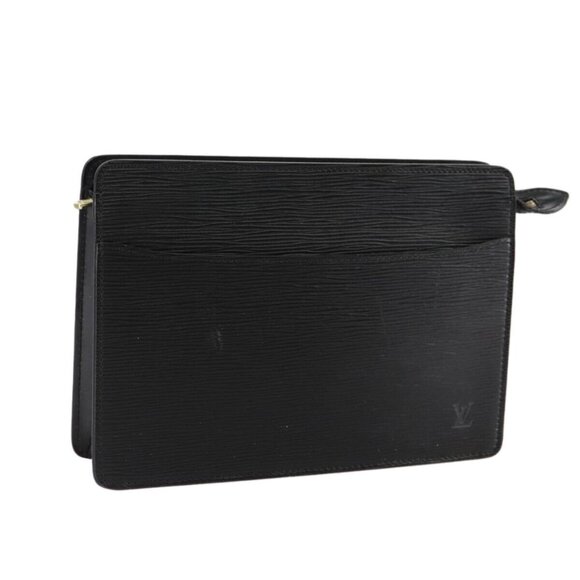 LOUIS VUITTON Epi Pochette Homme Clutch Bag Black Noir - Picture 1 of 16
